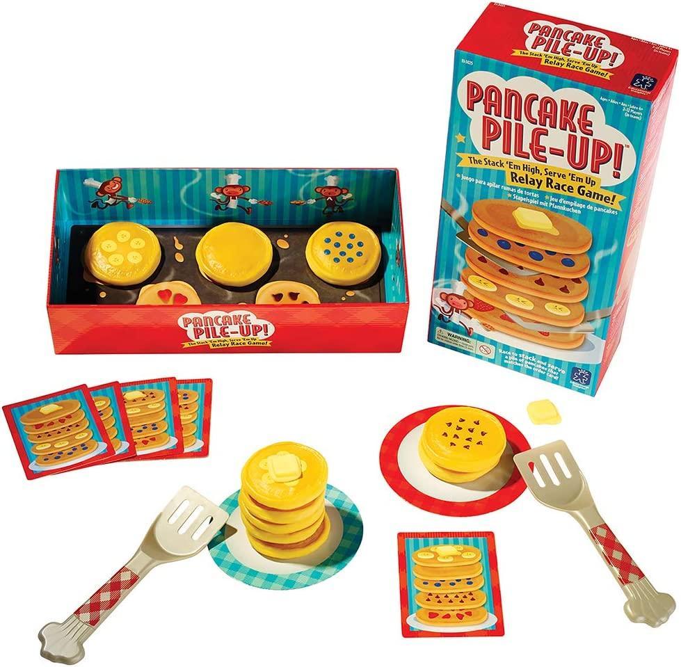 Educational Insights Bộ đồ chơi phát triển kỹ năng vận động, toán học và làm việc nhóm - Pancake Pile-Up! Relay Game