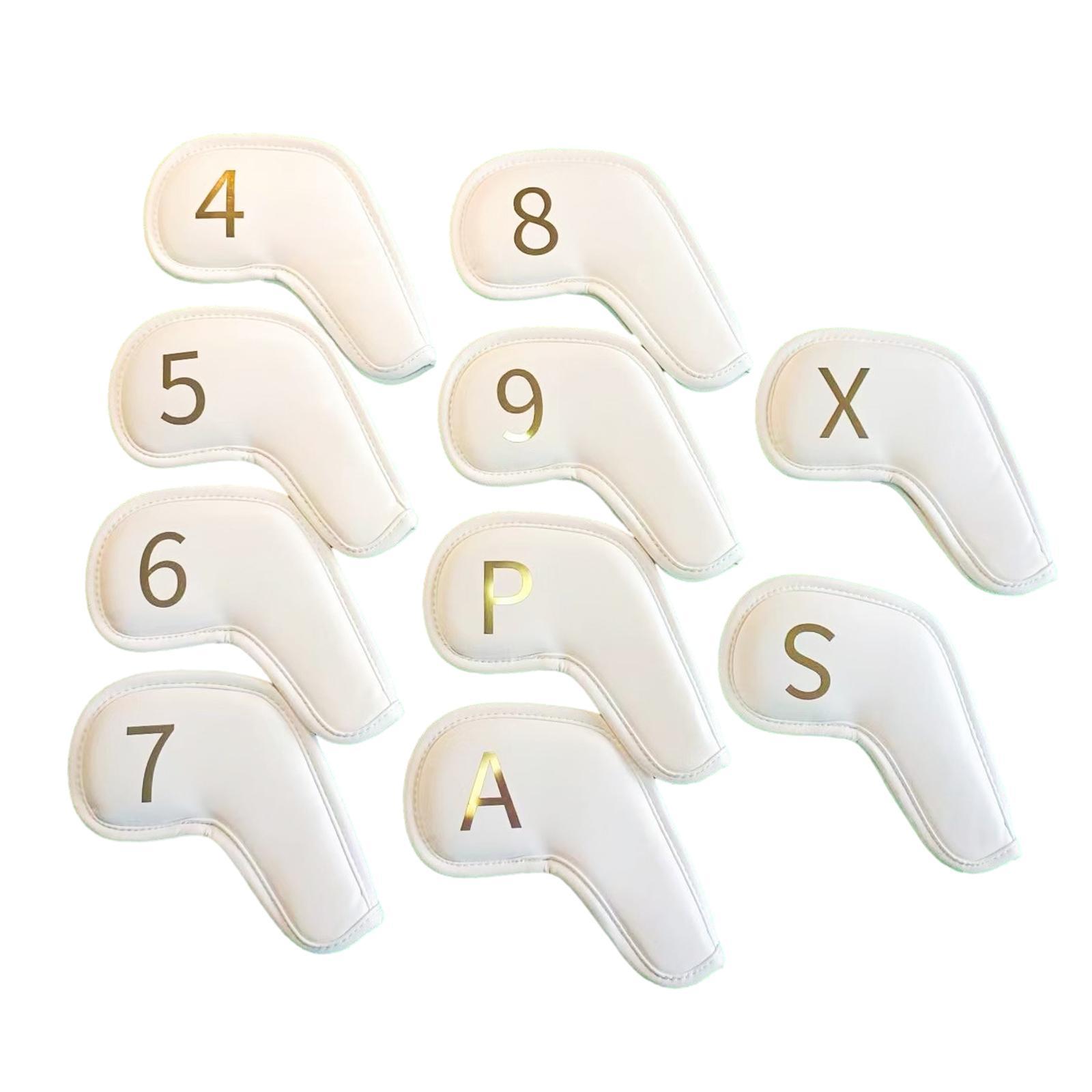 10Pcs Golf Iron Head Covers Golf Iron Headcovers PU Leather Golf Club Covers