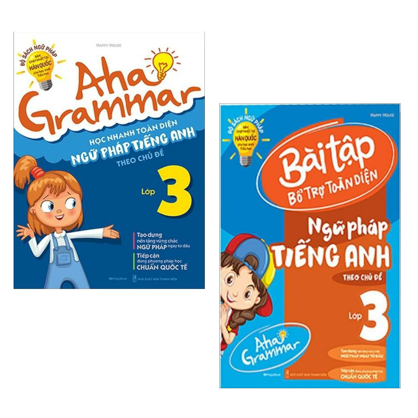 Combo Bộ Sách Công Phá Tiếng Anh Aha Grammar: Học Nhanh Toàn Diện Ngữ Pháp Tiếng Anh Lớp 3 + Bài Tập Bổ Trợ Toàn Diện Ngữ Pháp Tiếng Anh Lớp 3 Theo Chủ Đề (Bộ Sách Ngữ Pháp Bán Chạy Nhất Tại Hàn Quốc Cho Học Sinh Tiểu Học/ Tặng Kèm Bookmark Happy Life)