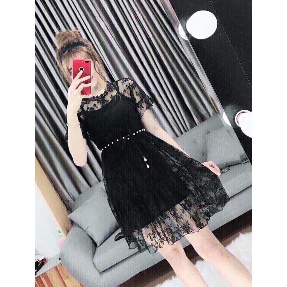 Đầm xòe ren phối lưới siêu xinh