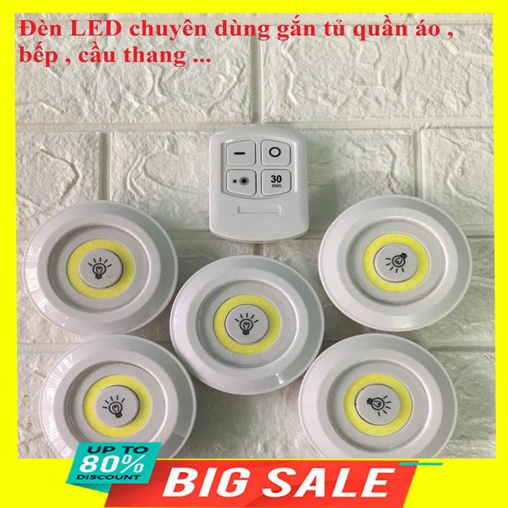 Bộ 3 Bóng Đèn LED Siêu Sáng Dùng Pin AAA+ 1 Remote Tiện Dụng Gắn Tủ Quần Áo + Tủ Bếp + Tủ R.ư.ợ.u