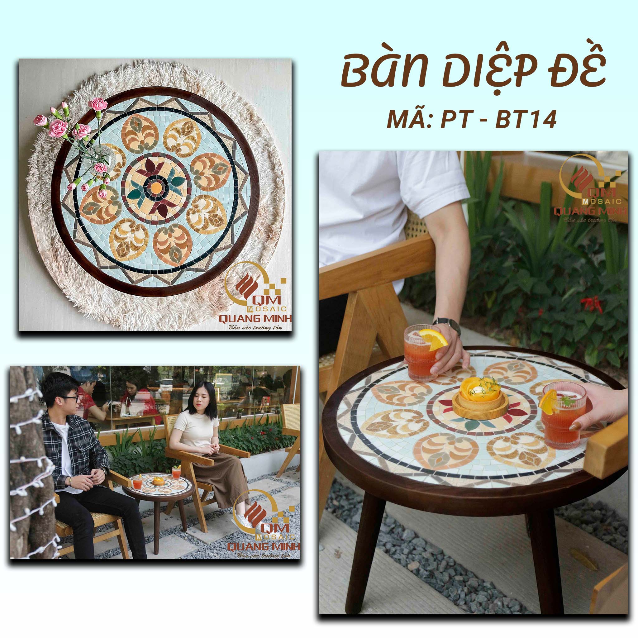 Bàn trà gốm Diệp đề- BT14