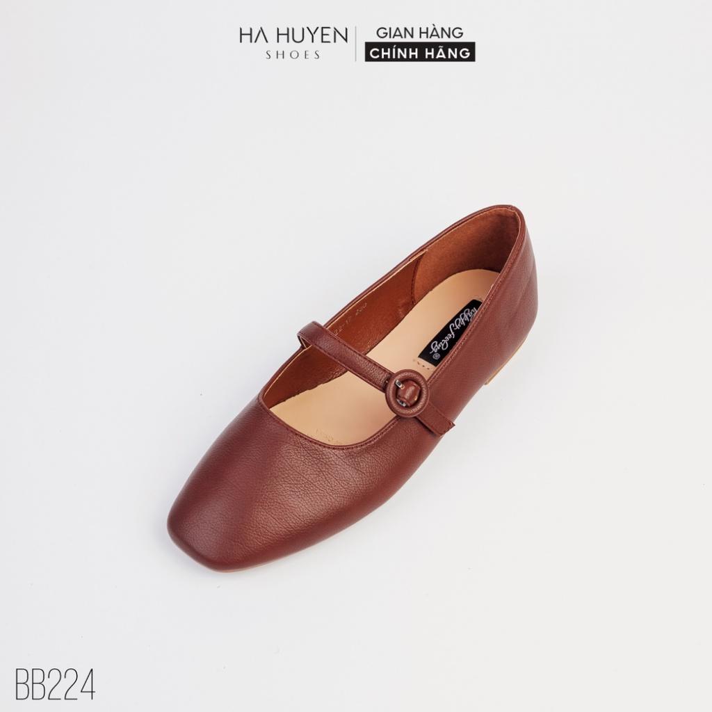 Giày búp bê nữ Hà Huyền Shoes mũi vuông đai ngang bánh bèo - BB224