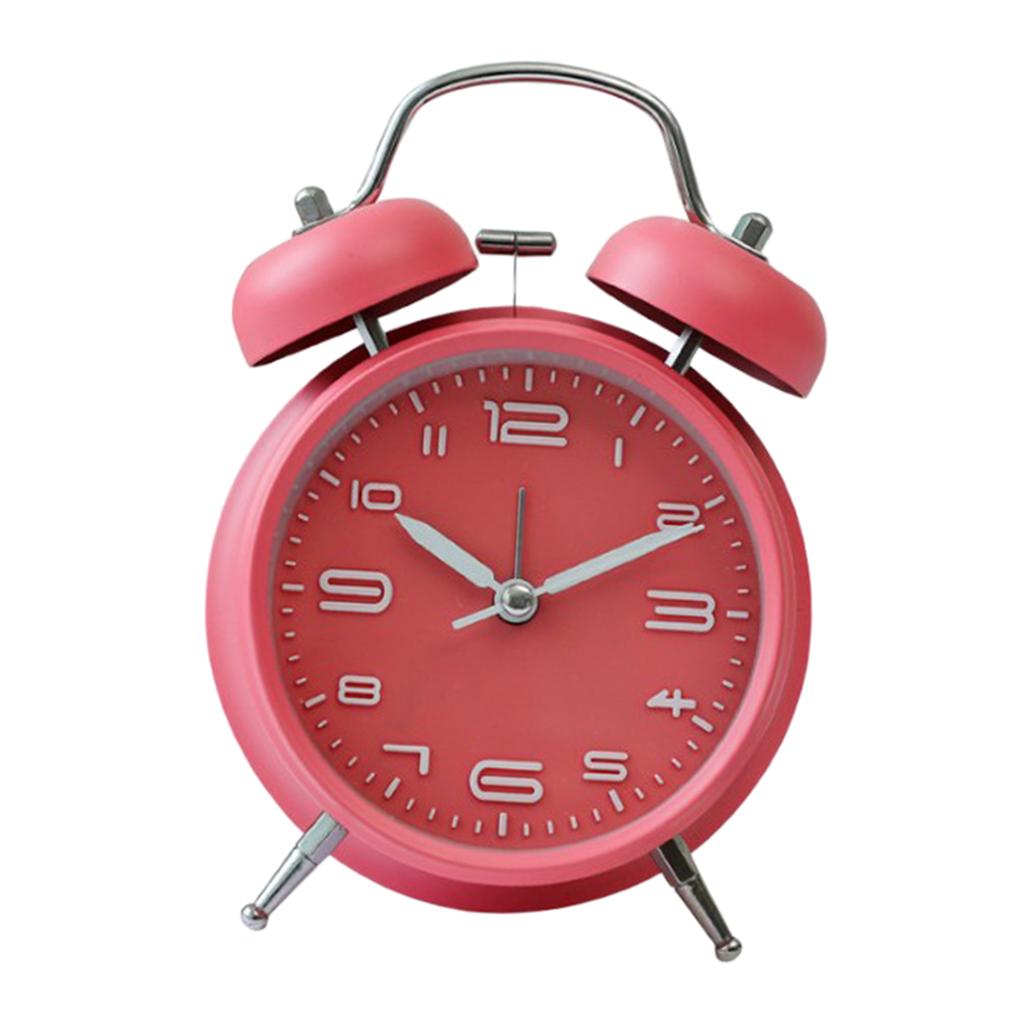 Classic Style Loud Double Bell Mechanical Alarm Clock for Kids Bedroom-Pink
