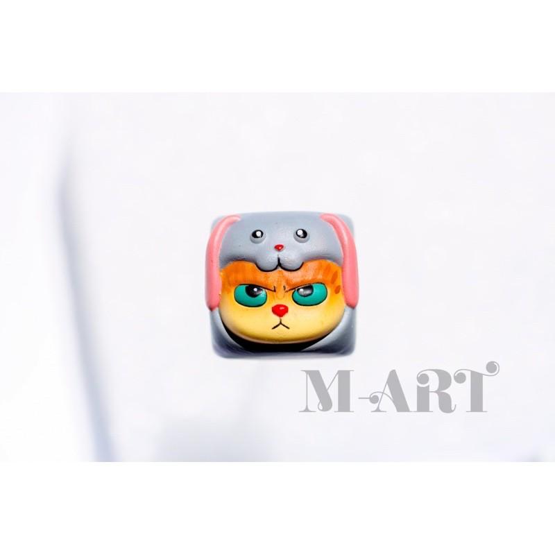 Nút dành cho bàn phím cơ mèo dễ thương và chiếc mũ thỏ con - Meowy artisan keycaps