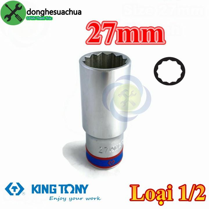 Tuýp 27mm 1/2 Kingtony 423027M loại dài 77mm 12 cạnh màu trắng