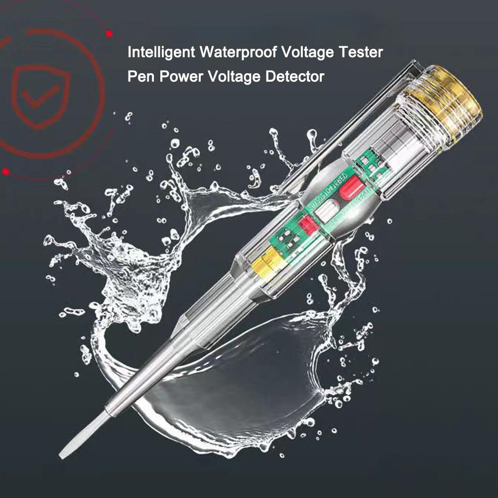 Intelligent Waterproof Voltage Tester Pen Power Voltage Detector Electricity Detector Test Pencil with High Brightness LED Light Electrical Indicator Tool with Screwdriver