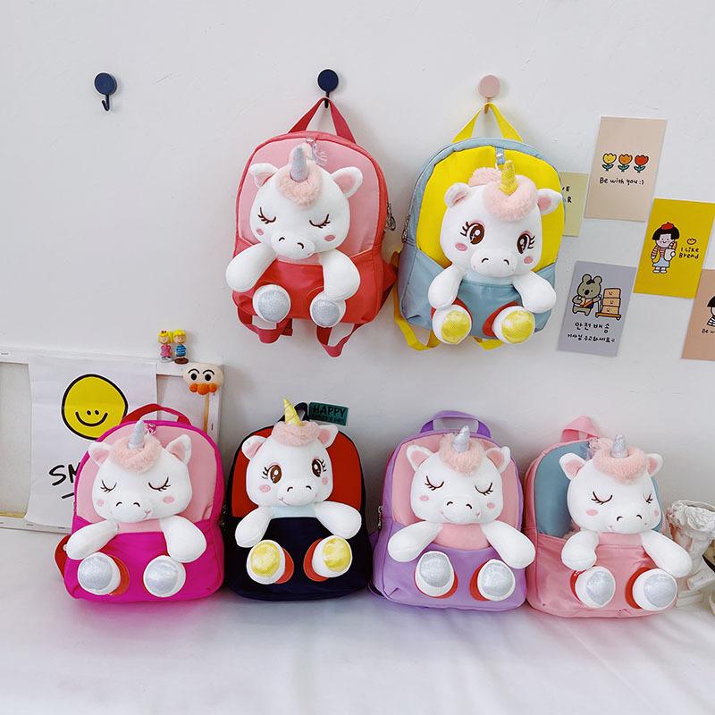 Mini Hoạt Hình Sang Trọng Kỳ Lân Ba Lô Trẻ Em Học Kawaii Ba Lô Bé Gái Mẫu Giáo Ba Lô Tập Đi Cho Bé Bé Học