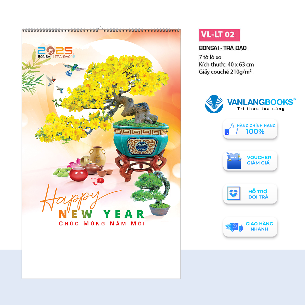 Lịch 2025 Lịch Treo - Bonsai Trà Đạo - VLLT02 - Lịch Văn Lang