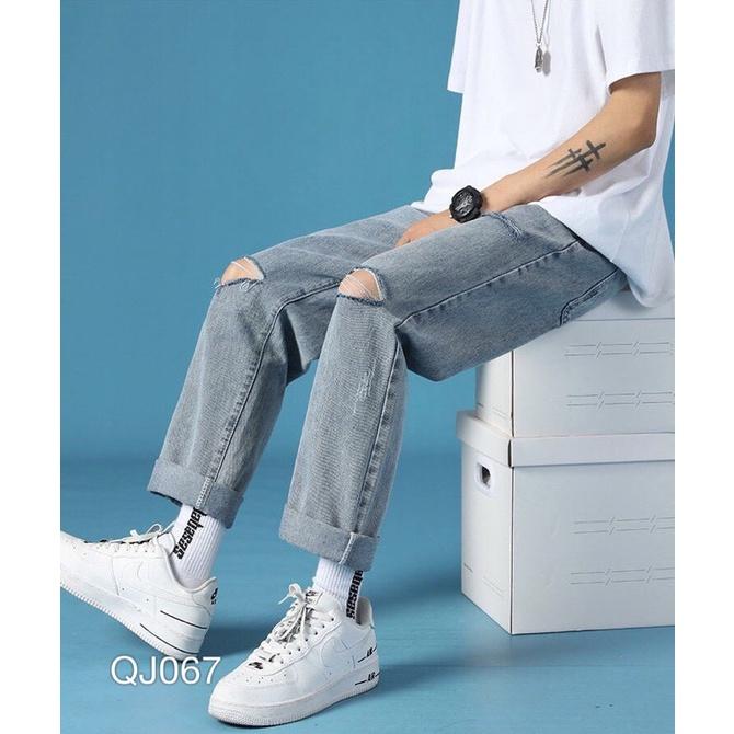 QUẦN BAGGY JEAN NAM RÁCH GỐI - QJ067