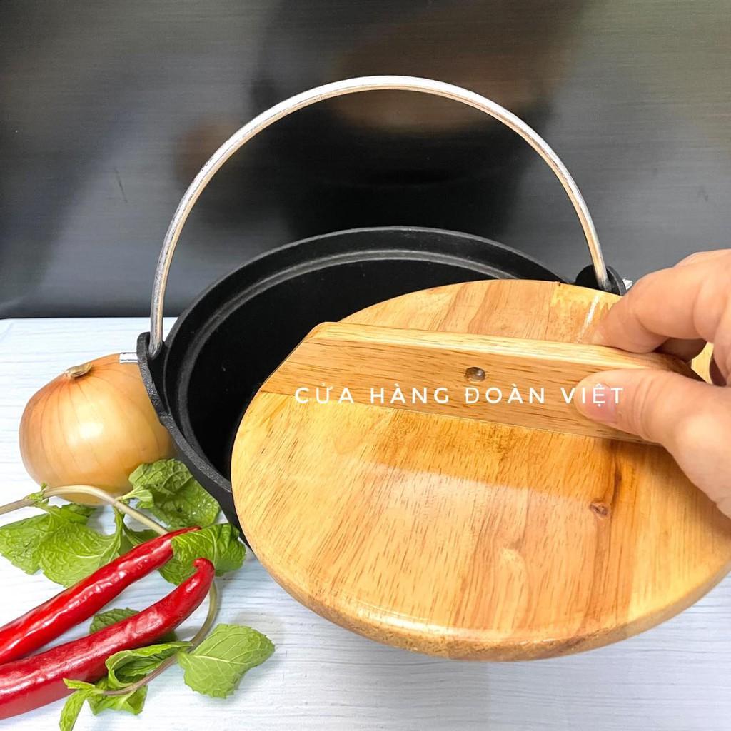 Nồi Gang Nắp Gỗ Cao Cấp/ Thố Gang chống dính Nắp gỗ Siêu đẹp. Thố Nấu Mì Cay, Cơm Chiên, Thố Lẩu, Kho Tộ. Đồ Gia Dụng nhà bếp pha chế làm bánh nguyên liệu