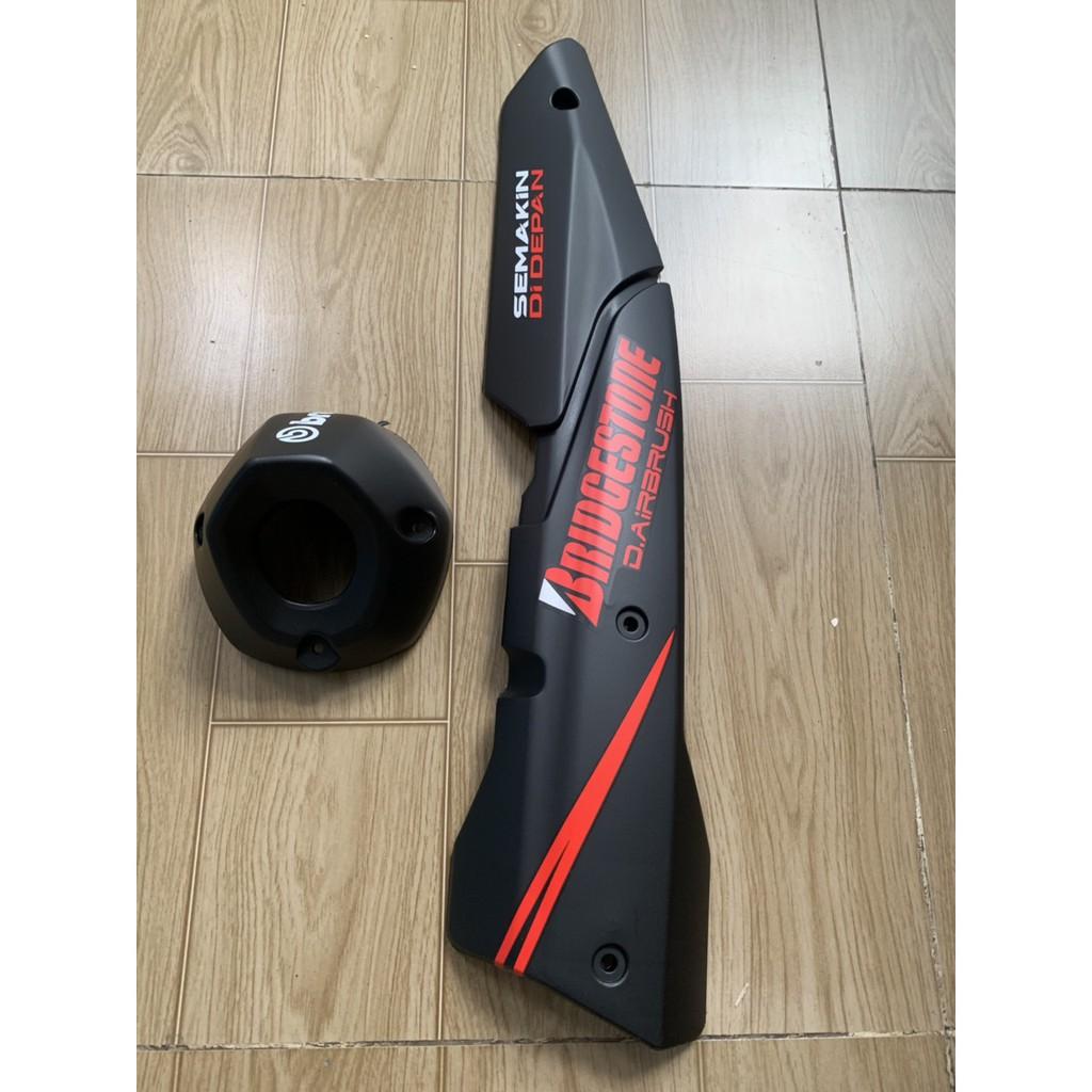Ốp pô và chụp đích pô xe exciter 155 màu đen nhám