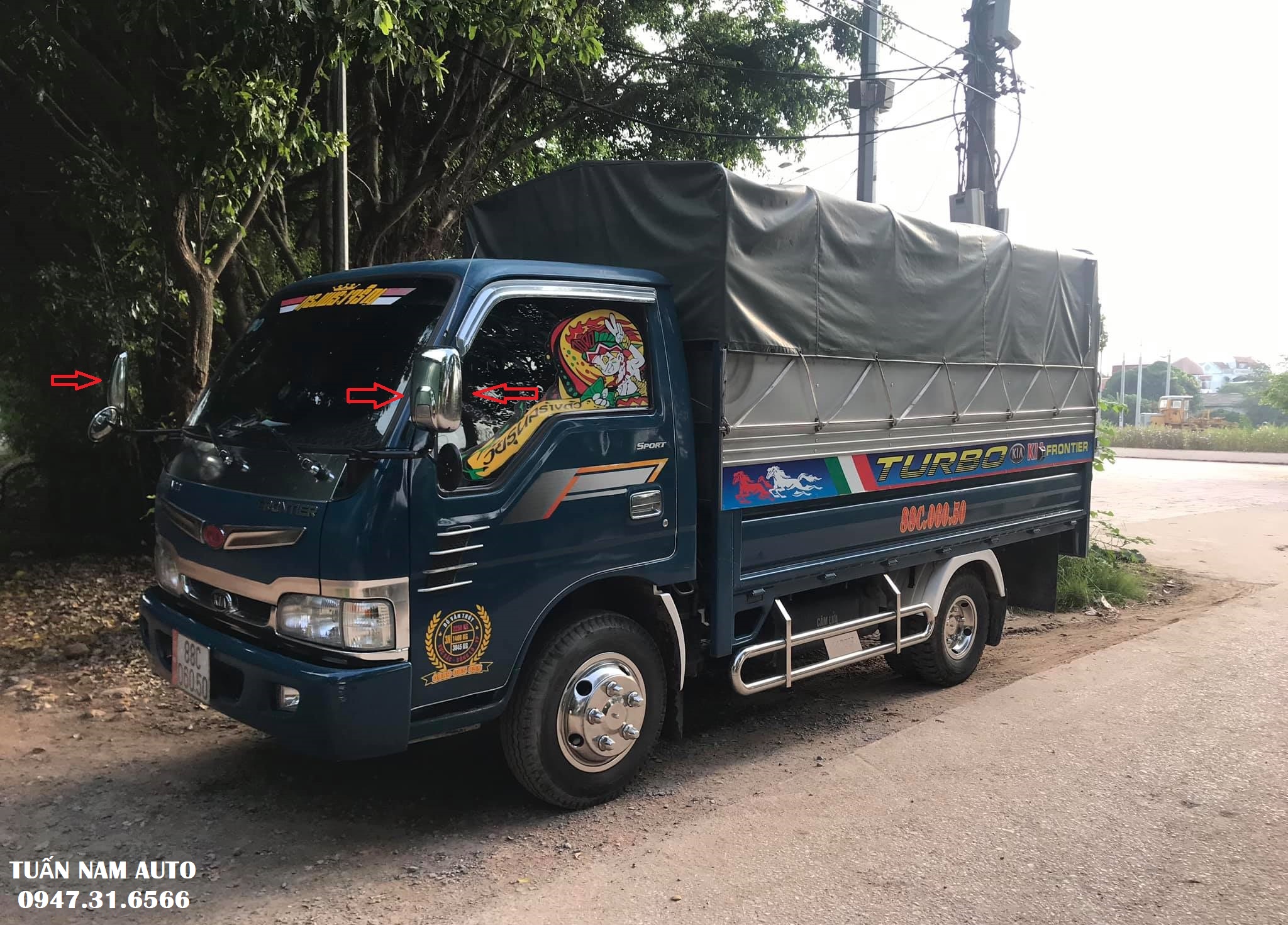 Ốp gương lùi re xe tải KIA 1.4 Tấn K165S/K3000S/k140/K2700/K190 KIA Mạ xi Crôm Inox