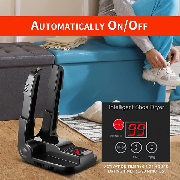 Cao cấp - Máy sấy sưởi giày khử mùi màn hình LCD có hẹn giờ và xếp gọn công suất cao