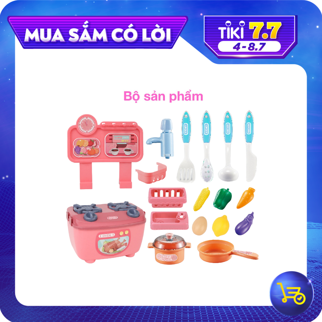 Bộ đồ chơi nấu ăn nhà bếp KAVY NO.8808 cho bé gái nhiều chi tiết, nhựa nguyên sinh an toàn - màu hồng