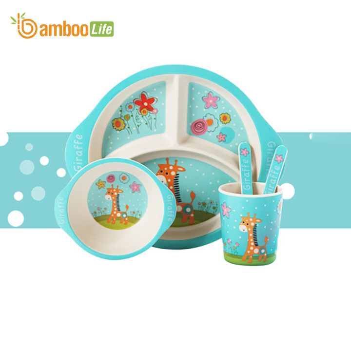 Bộ khay ăn dặm cho bé từ sợi tre thiên nhiên Bamboo Life BL008 hàng chính hãng Dụng cụ ăn dặm cho bé Bộ chén bát ăn dặm cho bé Đồ dùng ăn dặm cho bé