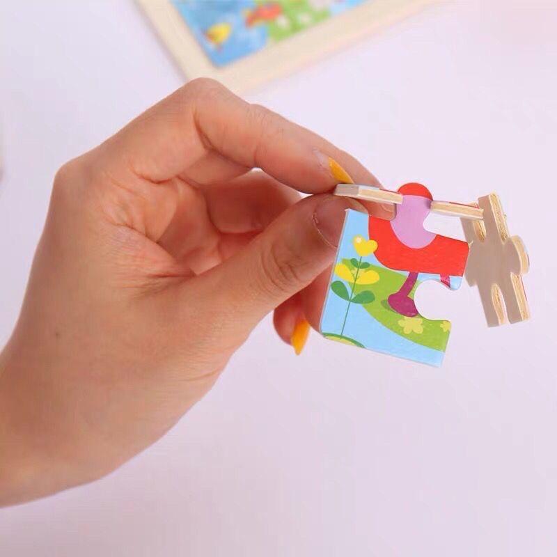 Đồ chơi xếp hình cho bé tranh ghép gỗ 3d 9 mảnh size nhỏ giúp trẻ rèn luyện tập trung sáng tạo và kiên nhẫn