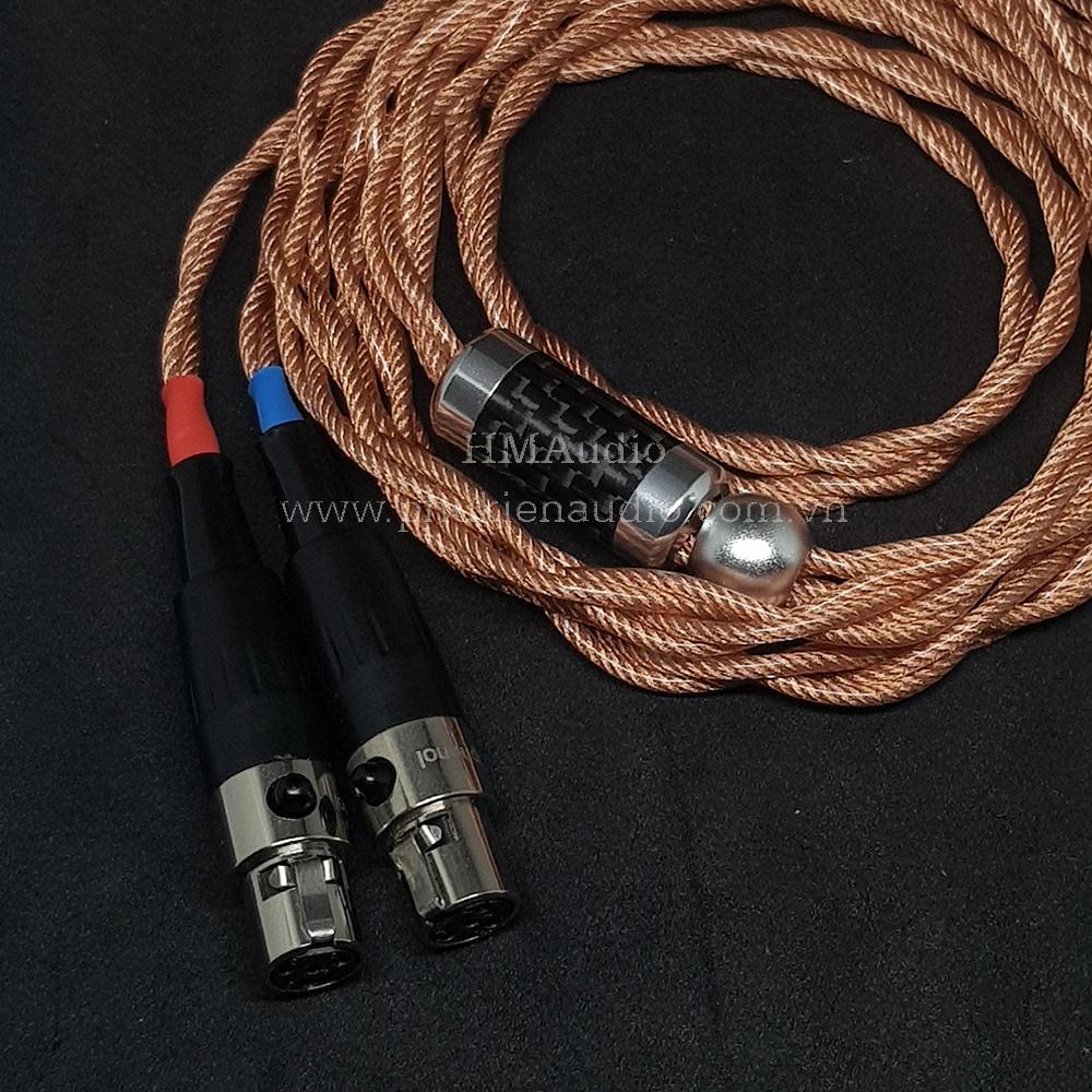 Dây tai nghe đồng OFC 1.8mm tết 4 - Connector miniXLR 4Pin - Dùng cho tai nghe LCD-2/3/4