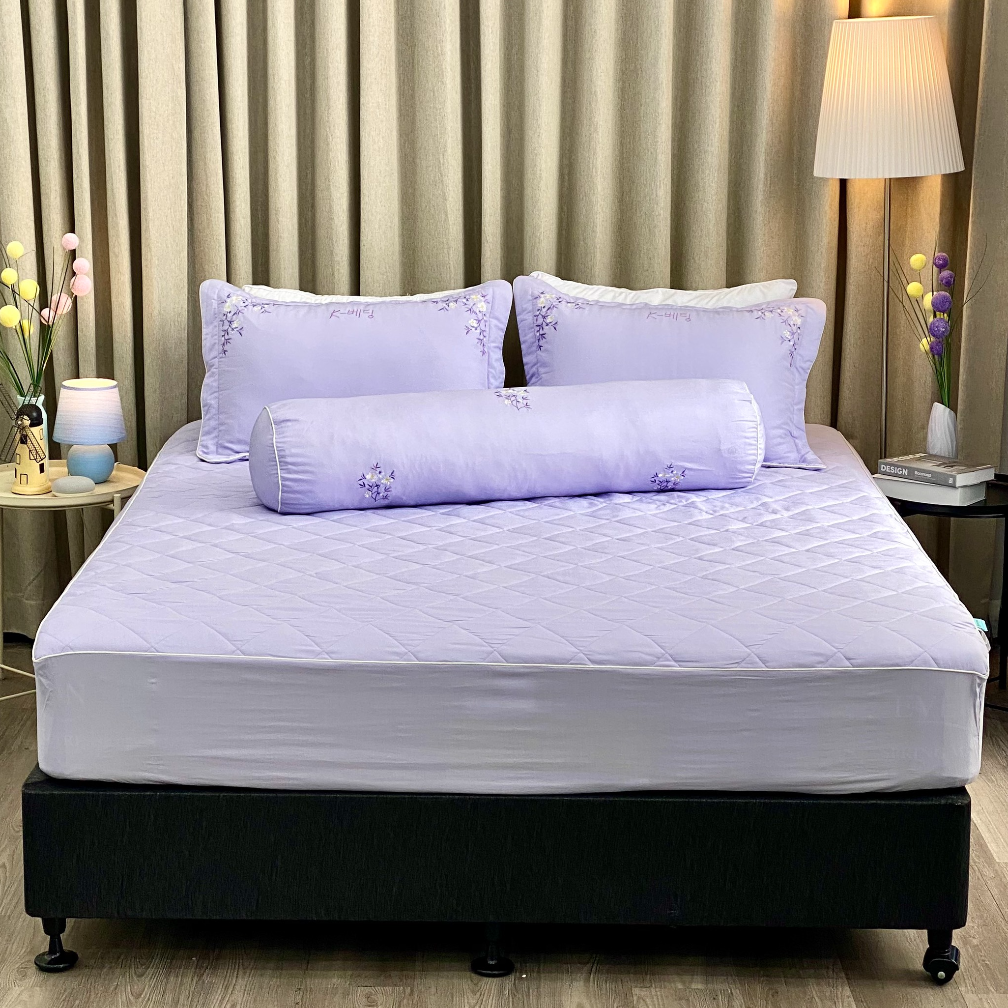 Bộ ga giường chần bông KBedding by Everon KMTS 104 Microtencel Tím (4 món)