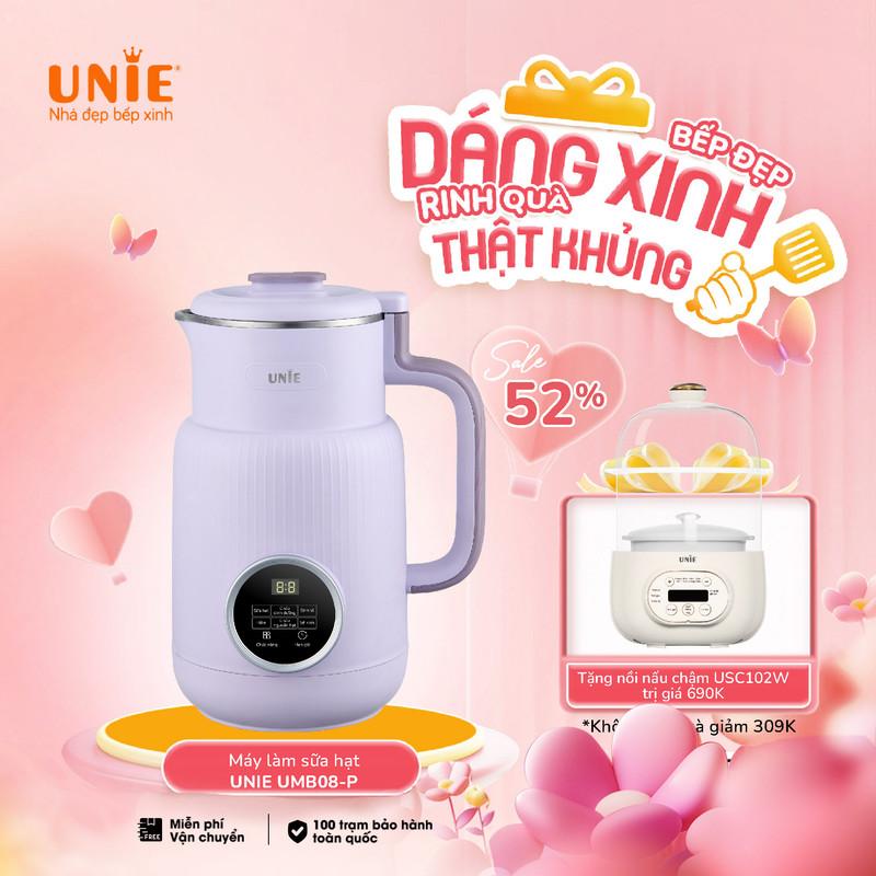 Máy làm sữa hạt Unie chính hãng UMB08, UMB08 PRO công suất 600W, máy sữa hạt dung tích 600ml, 5 chức năng xay nấu tiện lợi, xay nhuyễn mịn mọi thực phẩm, vệ sinh dễ dàng, chất liệu an toàn sức khỏe