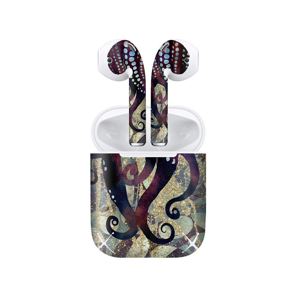 Miếng dán skin chống bẩn cho tai nghe AirPods in hình giả sơn mài - GSM065