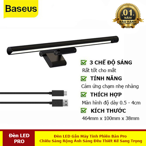 Đèn Led Máy Tính Phiên Bản Pro Chiếu Sáng Rộng Ánh Sáng Đều Thiết Kế Sang Trọng - Hàng Chính Hãng Baseus