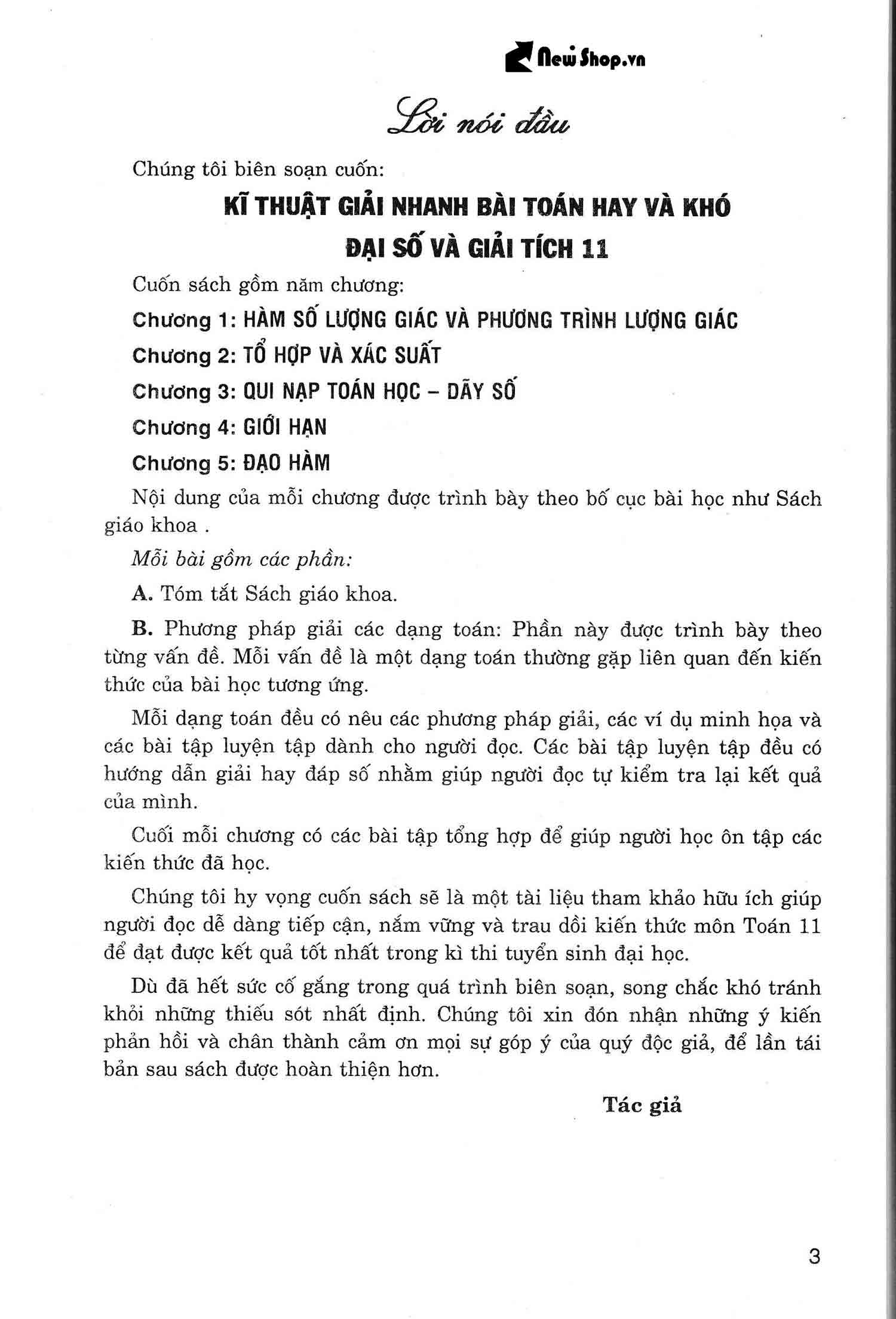 Kĩ Thuật Giải Nhanh Bài Toán Hay Và Khó Đại Số Giải Tích 11_HA