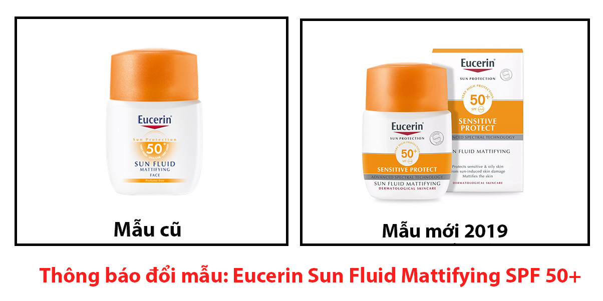 Kem chống nắng dành cho mọi loại da Eucerin Sun Fluid Mattifying SPF 50+ 50ml + tặng máy massage mặt ion