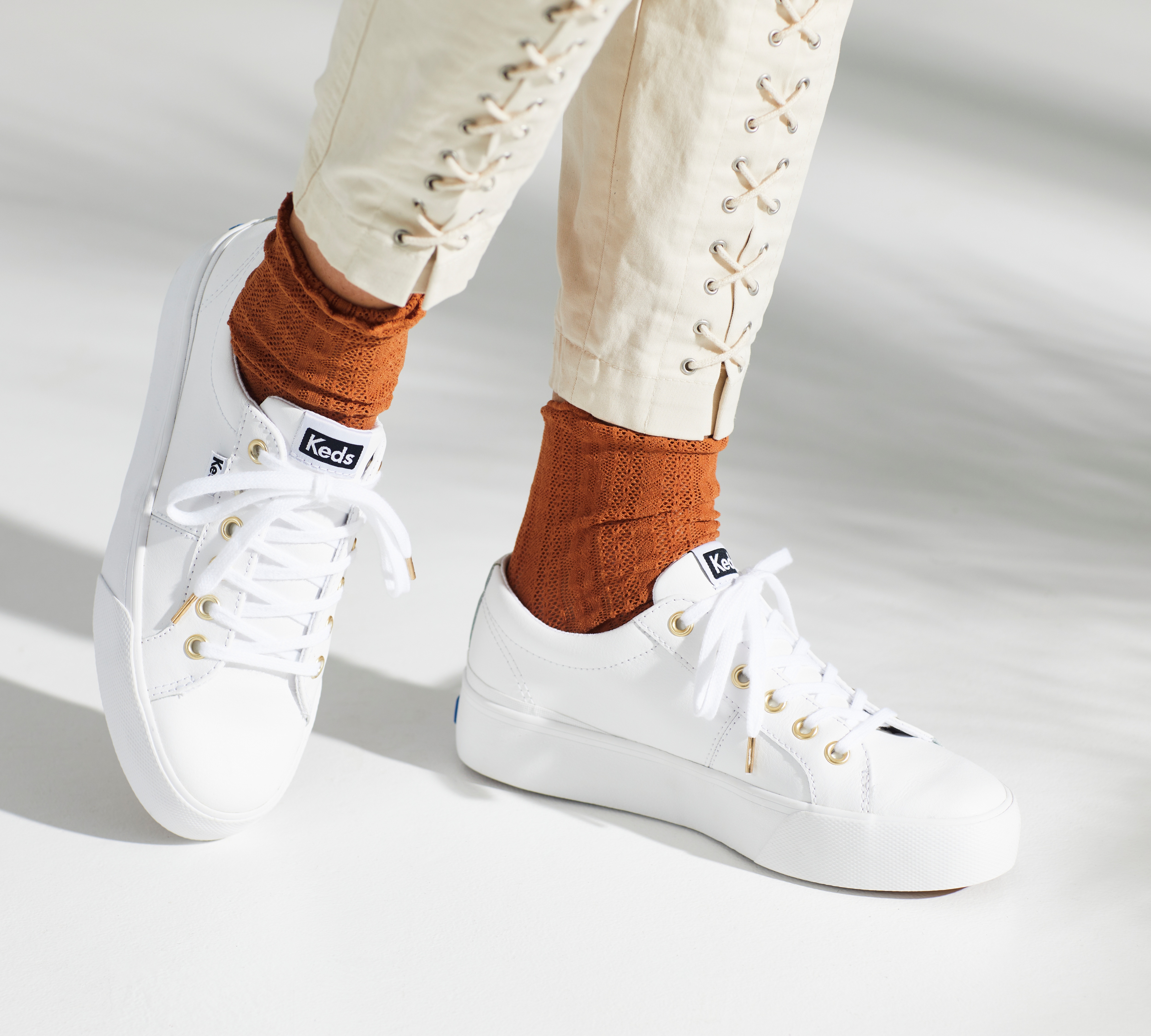 Giày Thể Thao Keds Nữ- Jump Kick Dou Leather White- KD064960