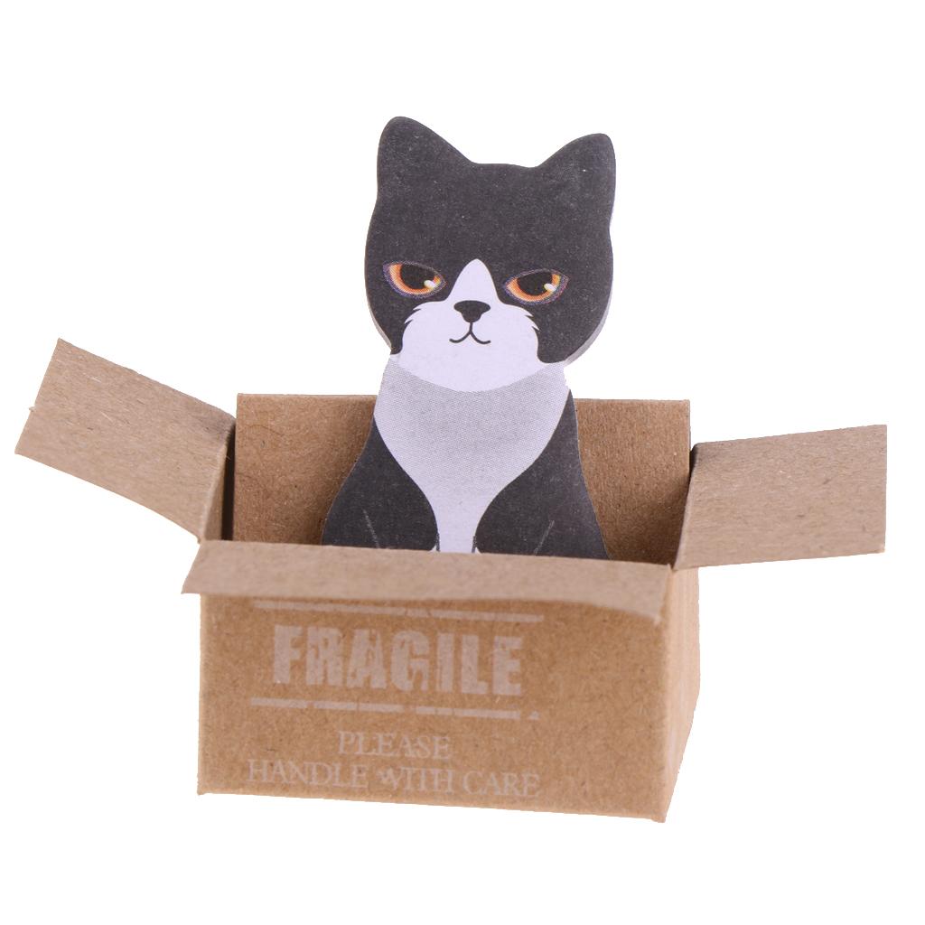 5 Pieces Cute Kawaii Cartoon Box 3D Cat Memo Pad Sticky Note Self-Stick Gift