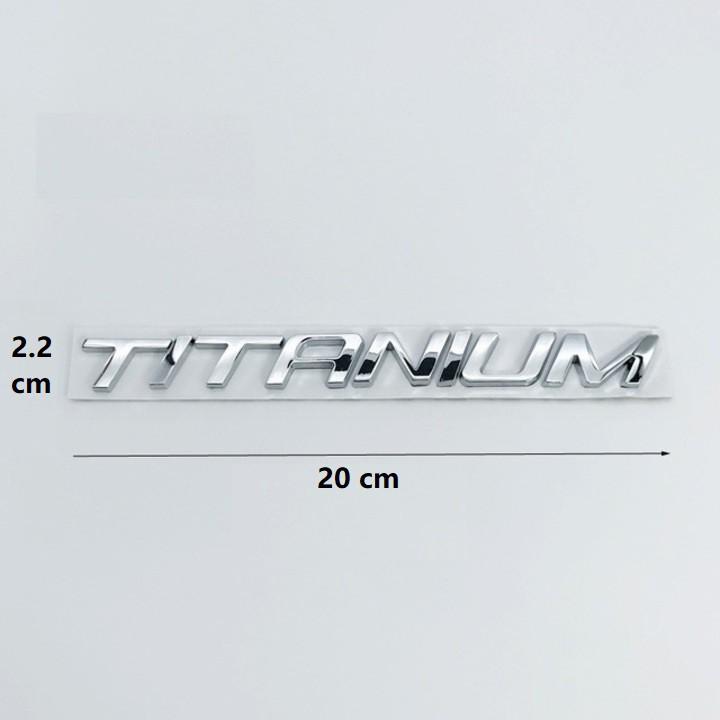 Decal tem chữ inox TITANIUM dán đuôi xe ô tô, chất liệu hợp kim inox cao cấp