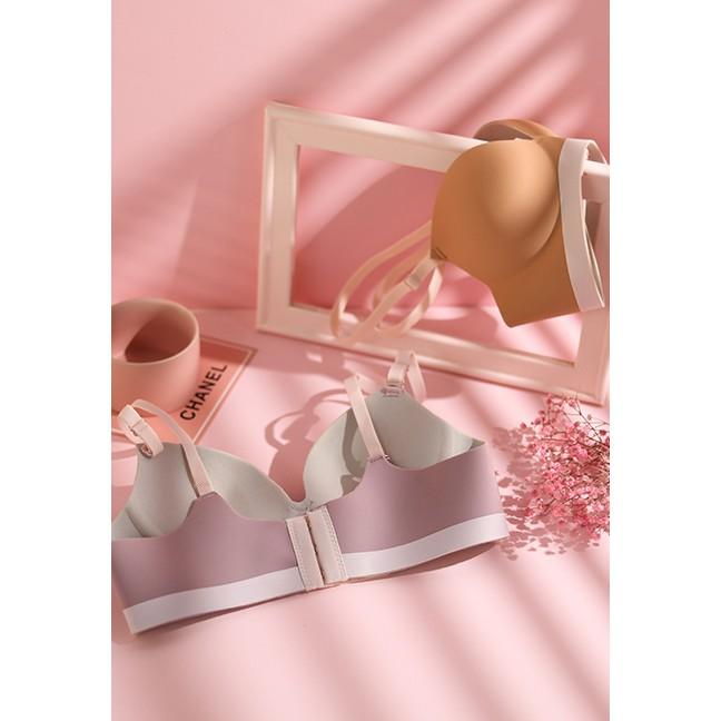 Áo Lót Nữ Đúc Su Không Gọng Nâng Ngực Chất Mịn Cao Cấp B453 - Hồng đậu,36/80B