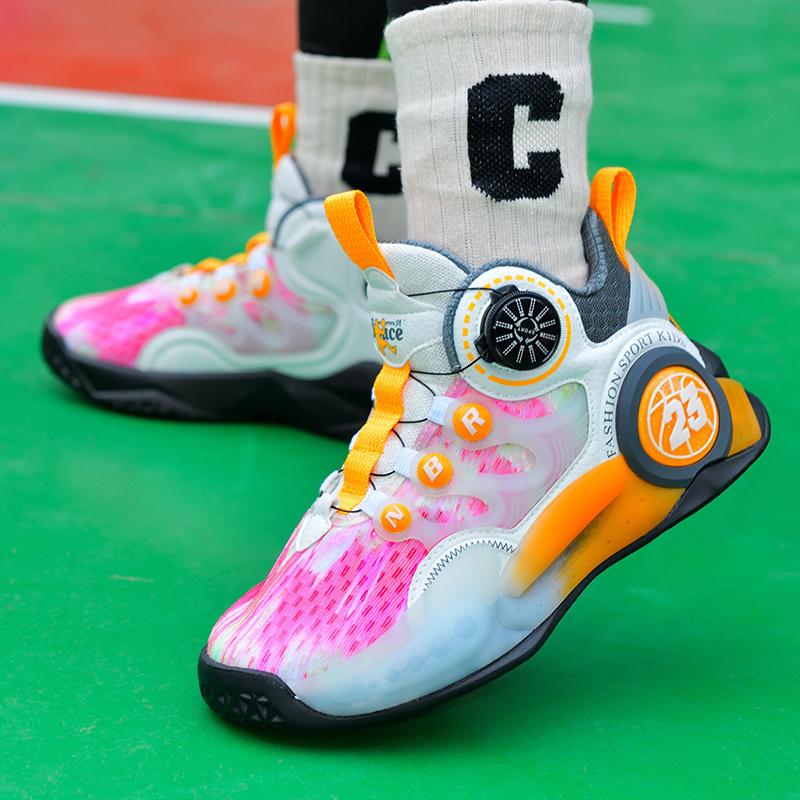 Trẻ em thương hiệu giày bóng rổ nam sinh Noctilucent dày trẻ em giày sneakers nữ giày thể thao giày trẻ gái giỏ giỏ giày Color: Child Shoes Green Shoe Size: 3.5