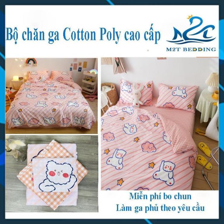 - Bộ chăn ga Cotton poly hoa lá chăn ga Hàn Quốc đủ size miễn phí bo chun drap ga giường