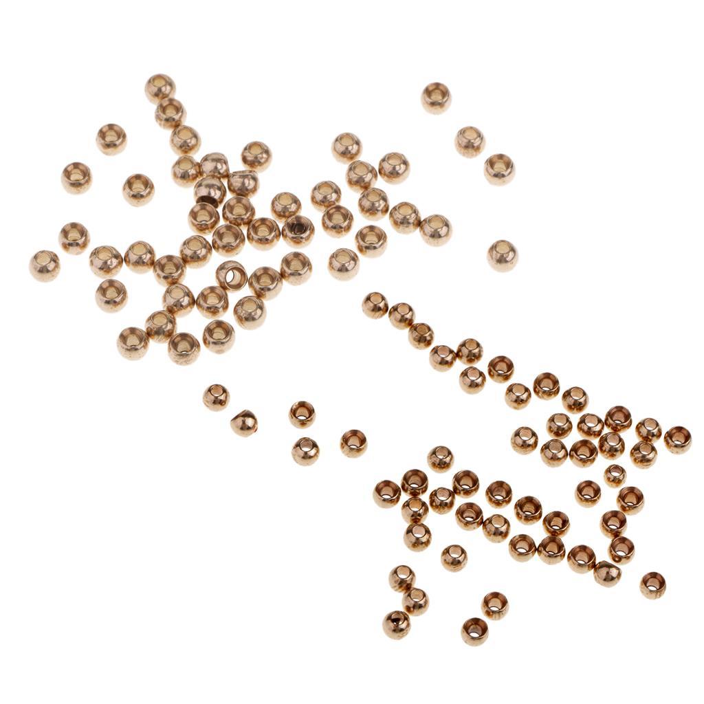 Set of 100pcs Fly Tying Beads Brass Beads Head Fly Fishing Nymph Head Ball Beads