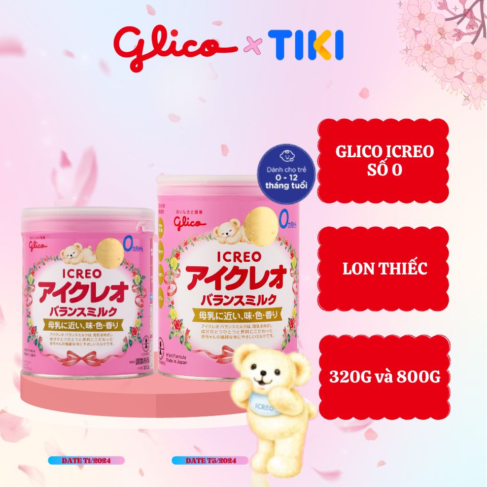 Combo Sữa Glico Icreo Balance Milk (Icreo Số 0) Lon 800g và Lon 320g