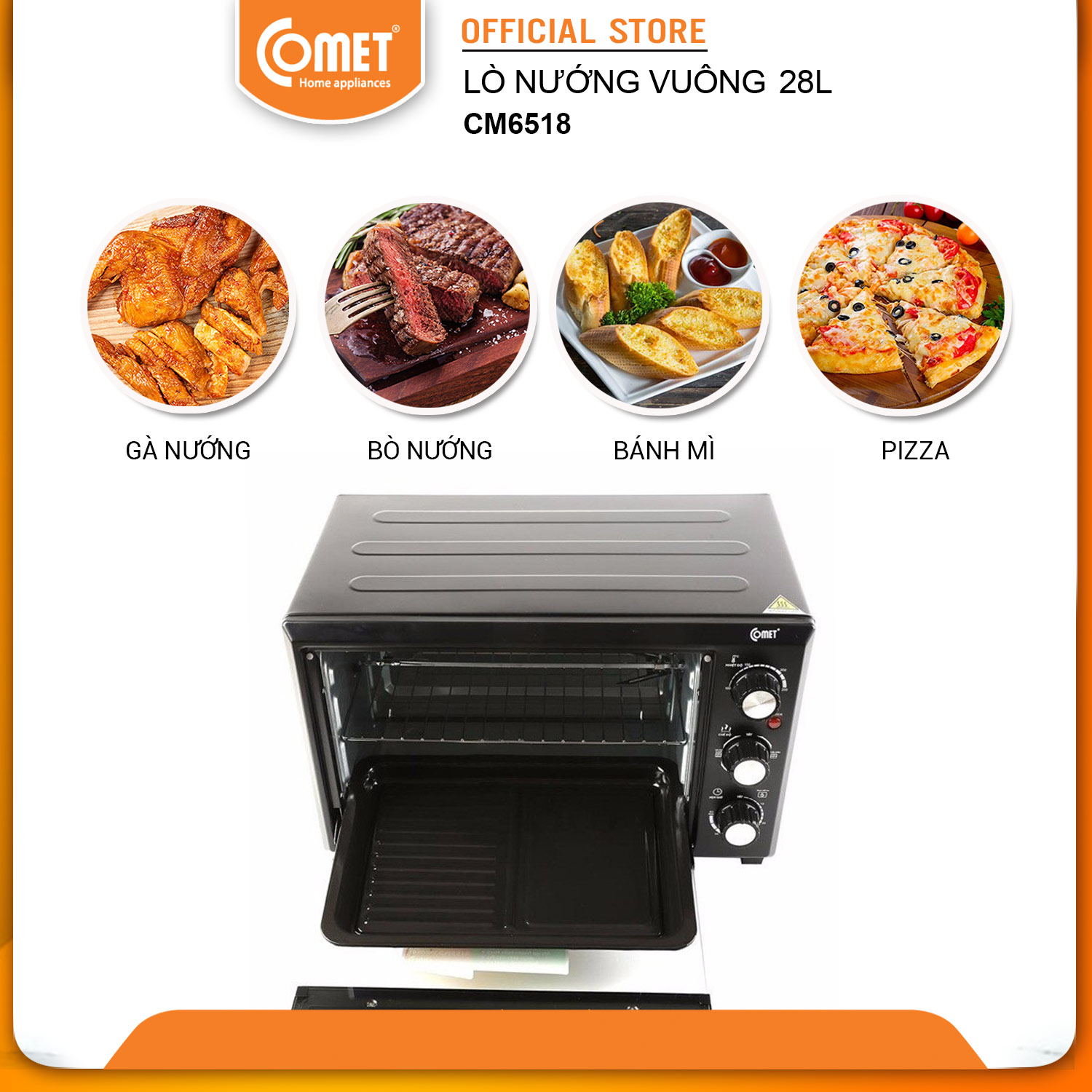 Lò Nướng Điện Đa Năng Comet CM6518 - Hàng Chính Hãng