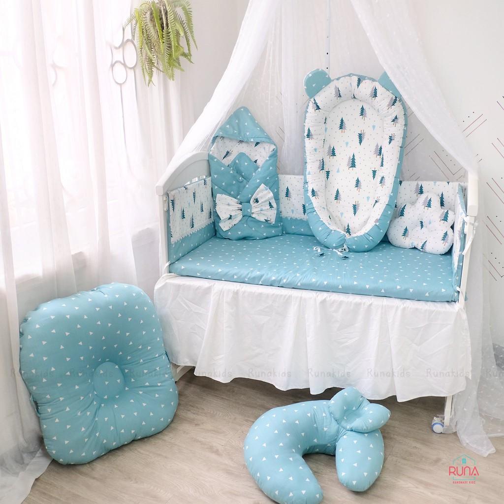 Set quây bảo vệ bé khi dùng cũi RUNA KIDS - Chất liệu Cotton Hàn 100% cao cấp mềm mịn, thoáng mát, an toàn cho bé