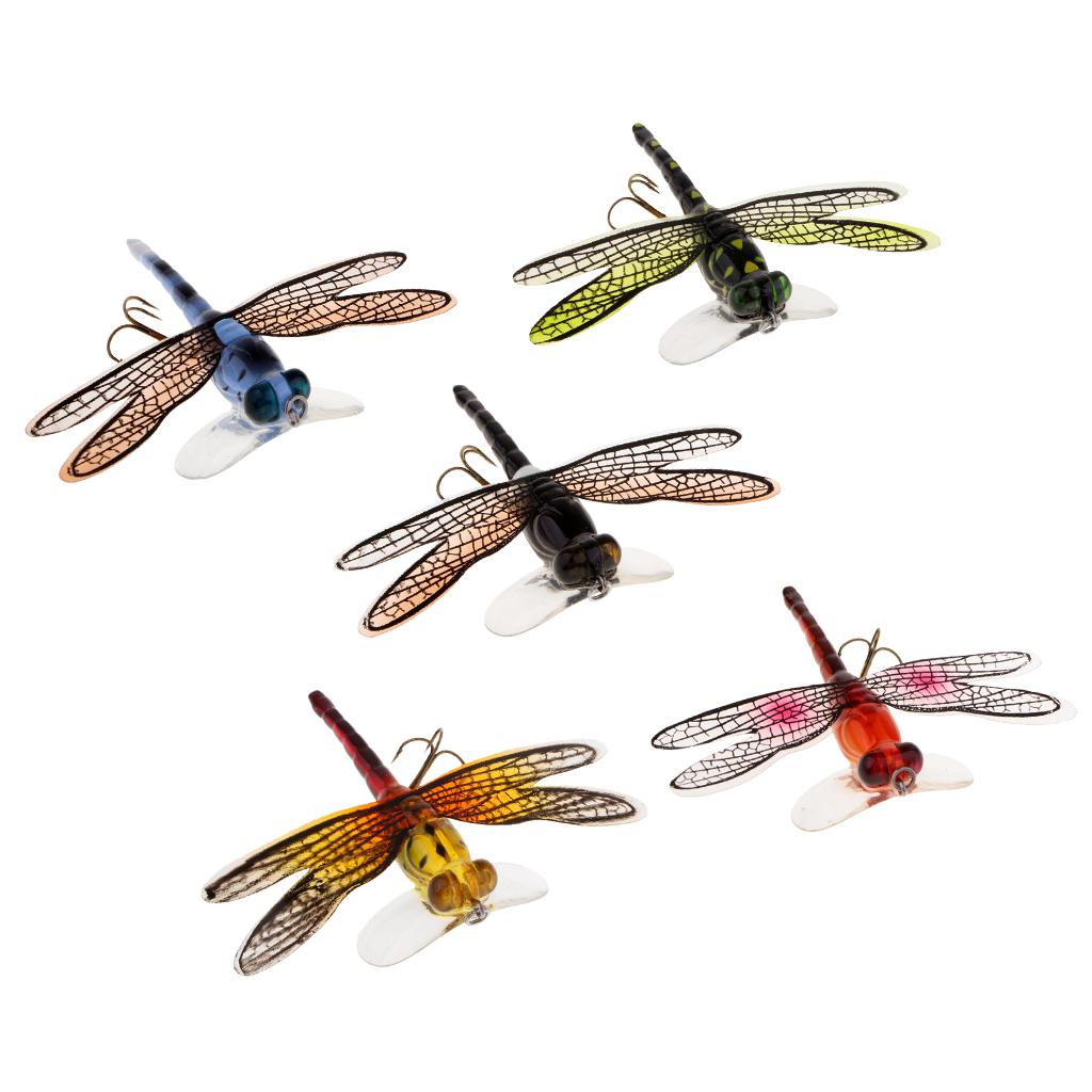 2 Popper Fishing Bait Life-like Dragonfly Floating Fly Fishing Flies Color F