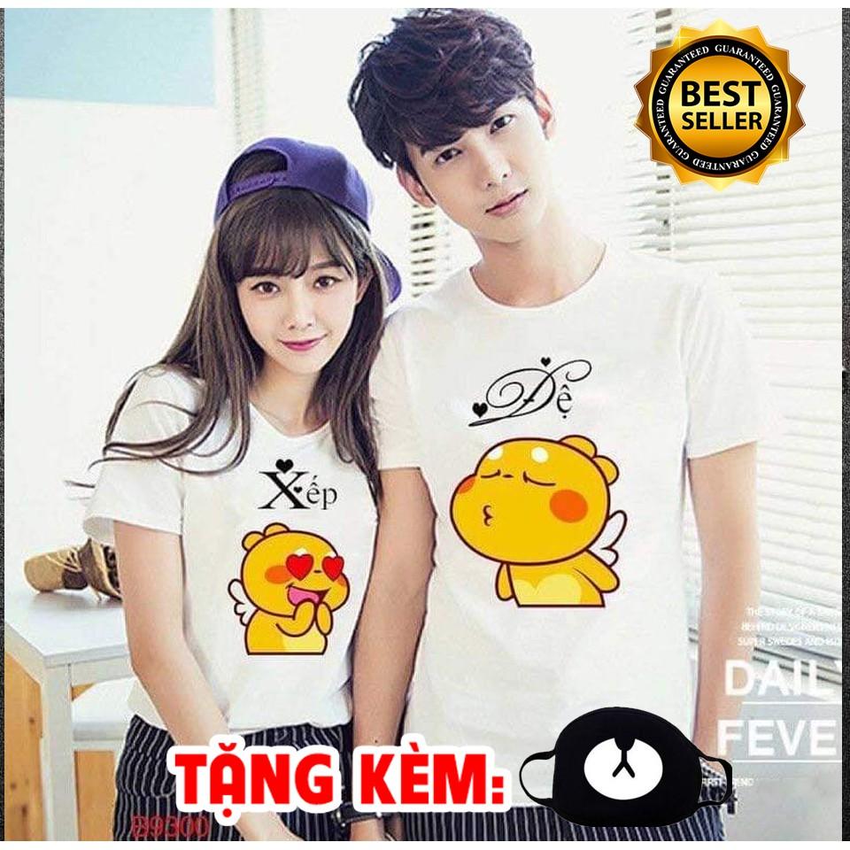 Áo đôi quoobe xếp đệ cưc HOT giá rẻ nhất vịnh bắc bộ tặng kèm khảu trang gấu cực dễ thương