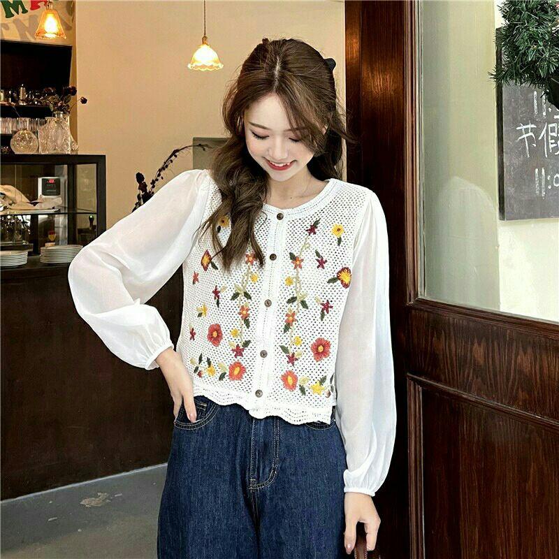 ÁO SƠ MI KIỂU HOẠ TIẾT HOA UZZLANG ÁO TIỂU THƯ