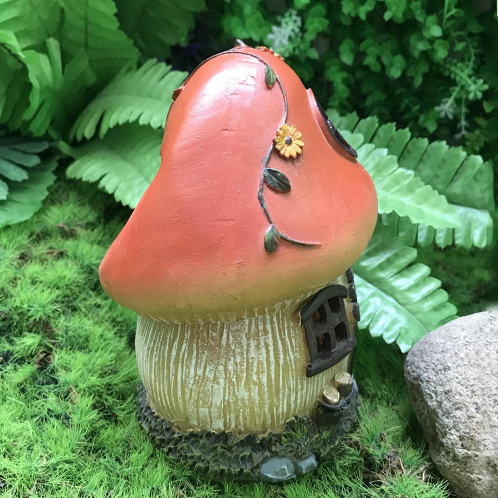 Home Mushroom House Garden Solar Powered Light Yard Patio Ornament Figurine