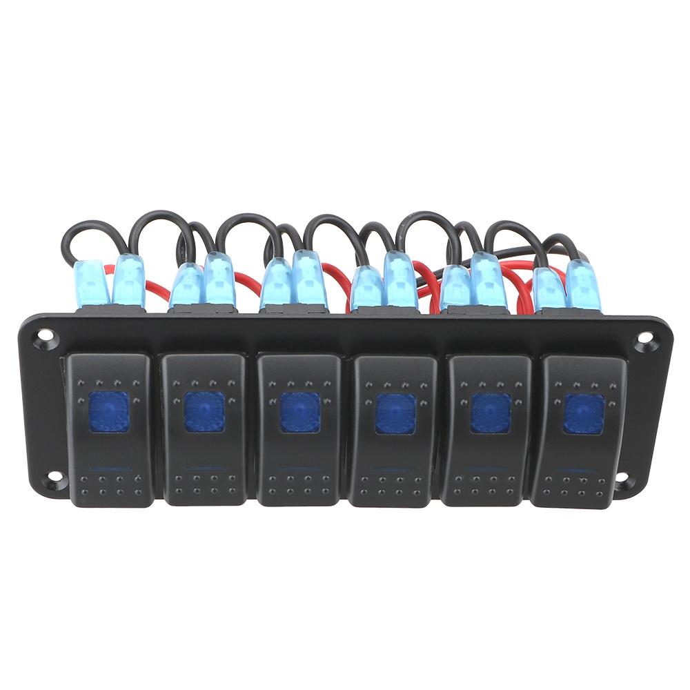 Bảng công tắc bật/tắt đèn LED hai công tắc 12/24V 6 nút chống thấm nước cho tàu thuyền