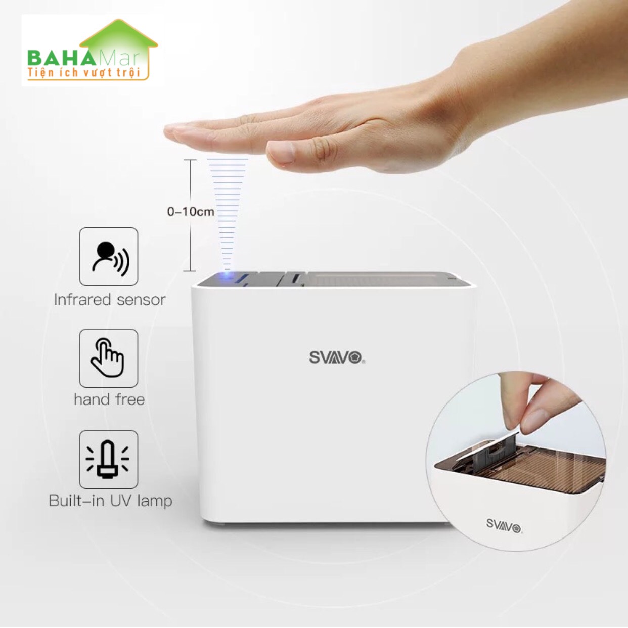 HỘP TĂM CẢM BIẾN HỒNG NGOẠI TỰ ĐỘNG MỞ CÓ KHỬ TRÙNG TIA UV BAHAMAR tự mở khi có chuyển động để tăm được đẩy ra g nghệ thông minh mới dùng cảm ứng đ