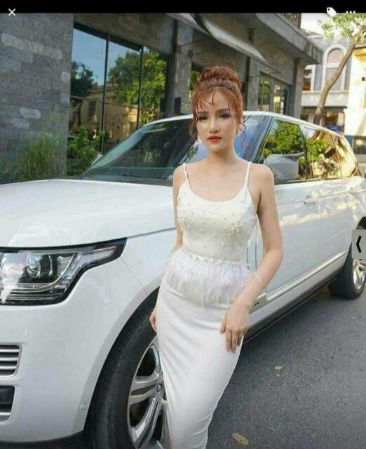 Đầm body cúp trân châu tua rua
