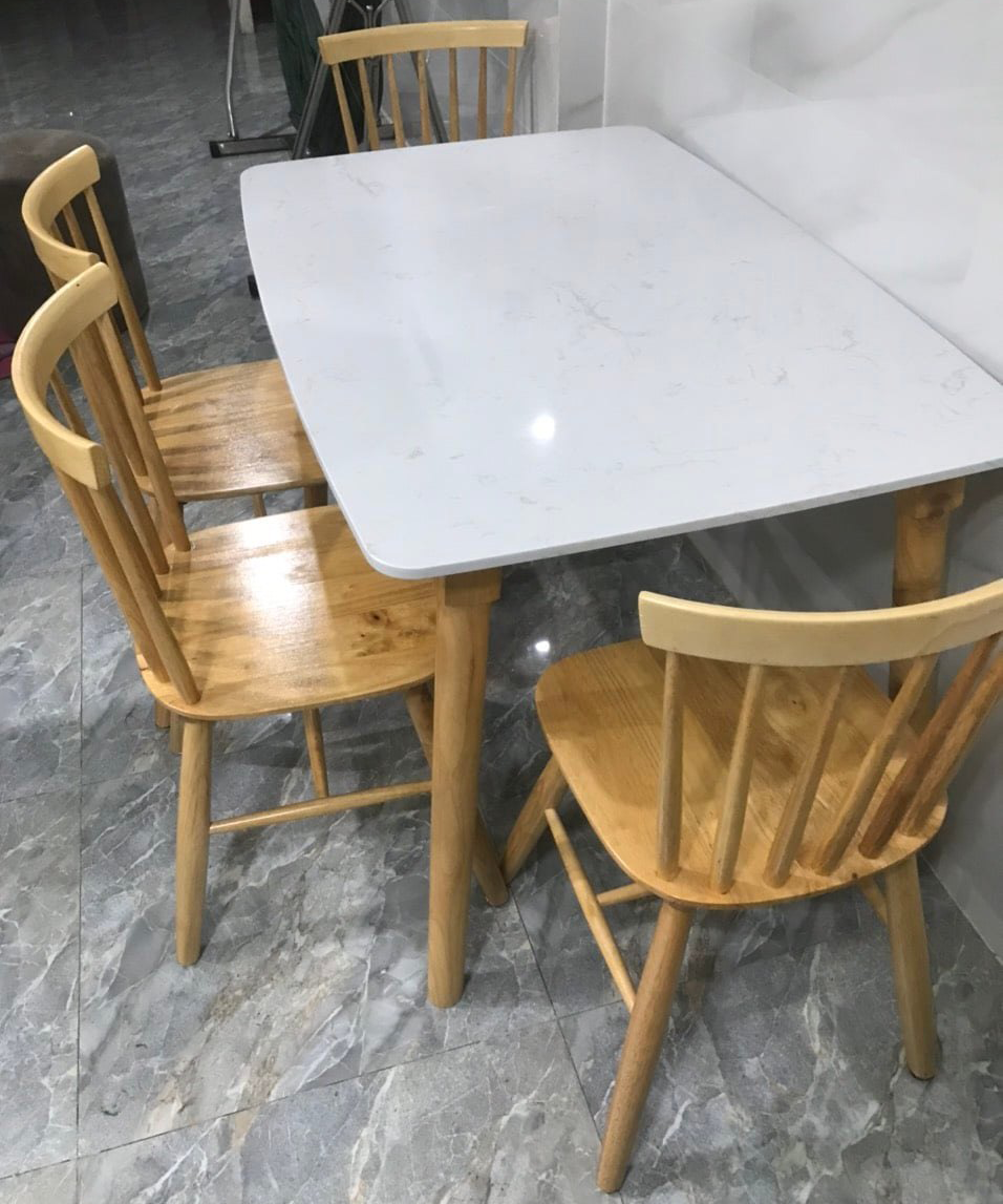 Bộ bàn mặt đá 1m6 + 6 ghế Song Tiện