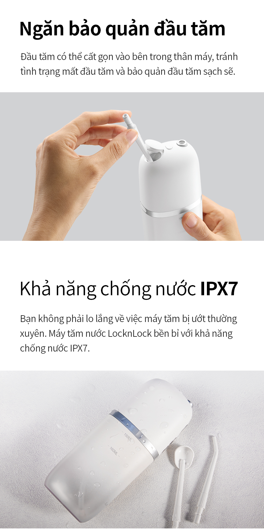 Máy tăm nước LocknLock ENR146WHT - Dung tích 190ml - Màu trắng