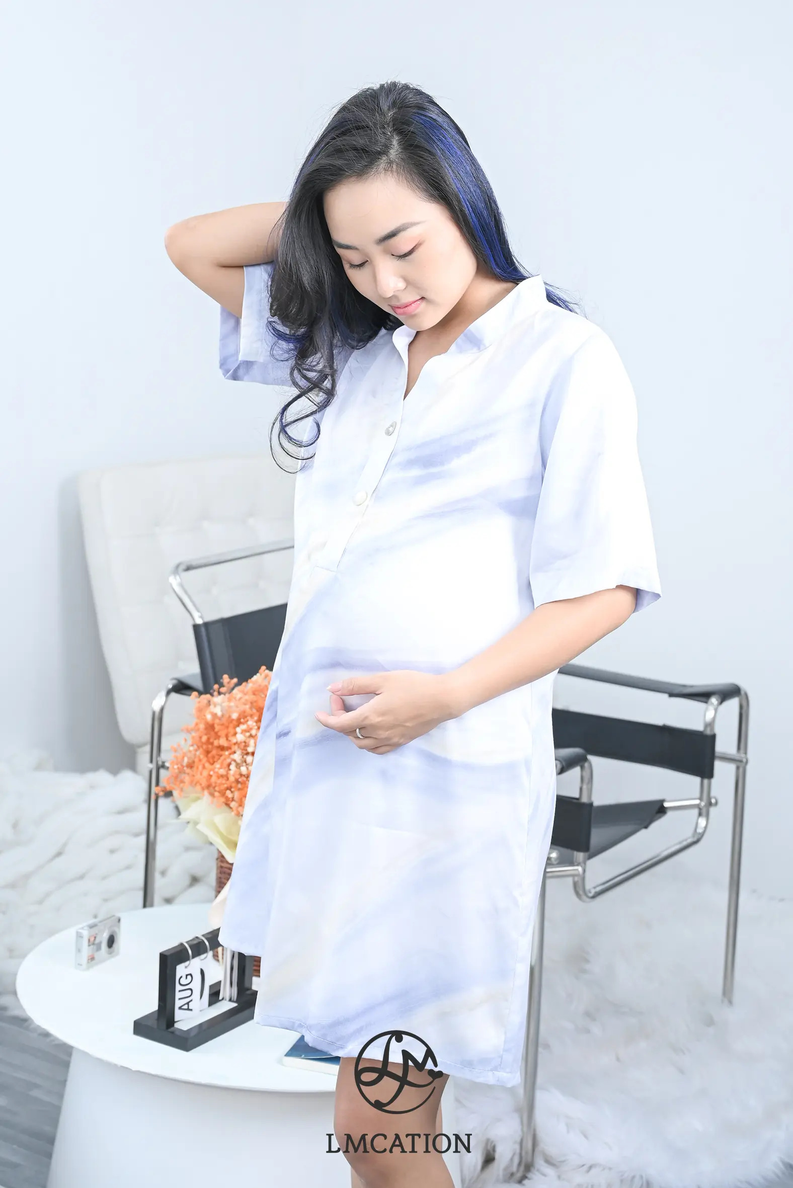 Đầm mặc nhà LMcation Tencel Sofia - Xanh loang