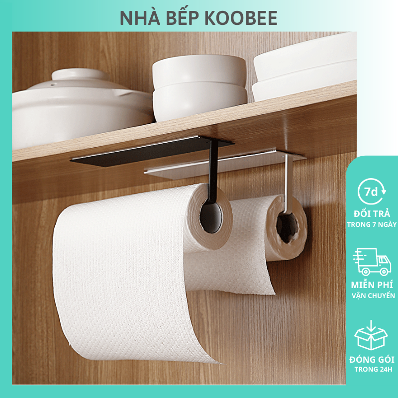 Kệ treo tường nhà bếp - Móc treo giấy lau bếp đa năng, cuộn giấy vệ sinh không cần khoan đục KooBee