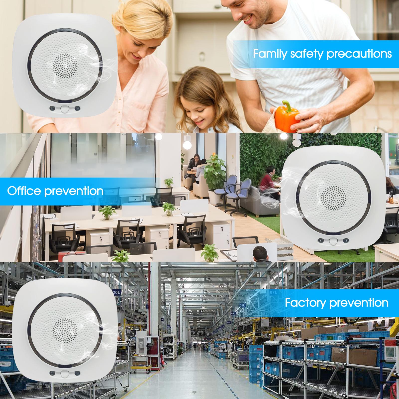 ZigBee Tuya Gas Detector Household Combustible Gas Natural CH4 Leak Detector Natural Gas Leak Tester Sniffer Sound Alarm APP Notification Pushing Tuya APP Remote Control